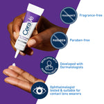 Lightweight texture of CeraVe skin renewing eye cream for wrinkles on a smooth surface