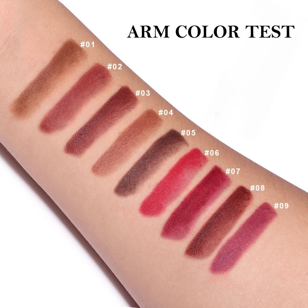 BINGBRUSH smudge proof lipstick for women displayed alongside its protective outer packaging sleeve