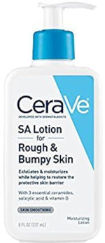 CeraVe SA Lotion benefit card — exfoliates and smooths rough and bumpy skin