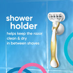 Gillette Venus Extra Smooth Sensitive Gold razor pivoting head angle view