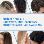 Close up of CeraVe gentle hair care bundle highlighting the fragrance free and paraben free formula labels.