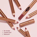 Authentic Charlotte Tilbury Lip Cheat Lip Liner Pencil showing the product weight details on the barrel.