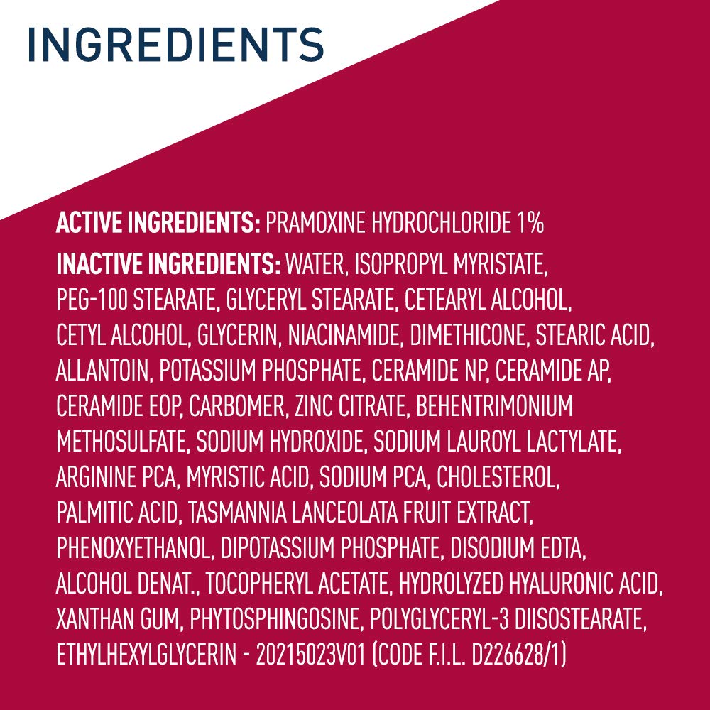 Close up of the essential ceramides and hyaluronic acid ingredient list on the product package