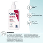 CeraVe skincare range including the authentic imported itch relief formula on a plain background