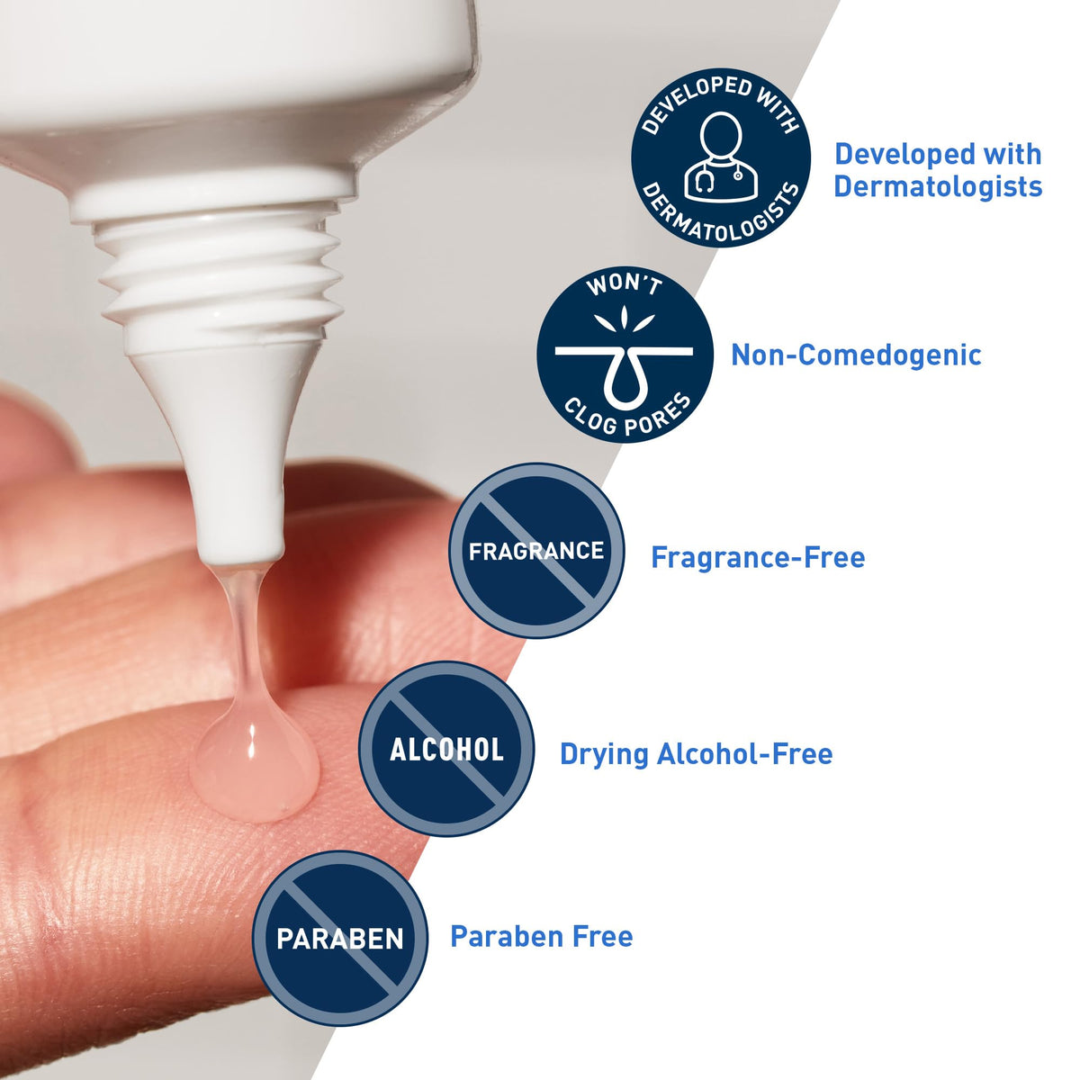 Oil free lightweight CeraVe acne treatment gel back label details
