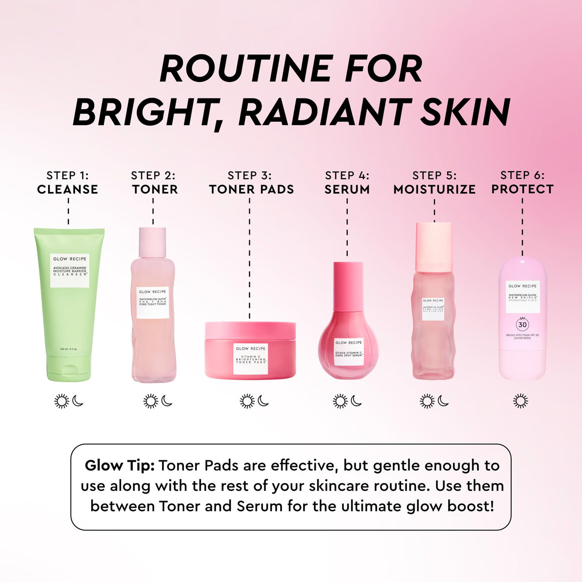 Top view of Glow Recipe fragrance-free exfoliating pads inside open container