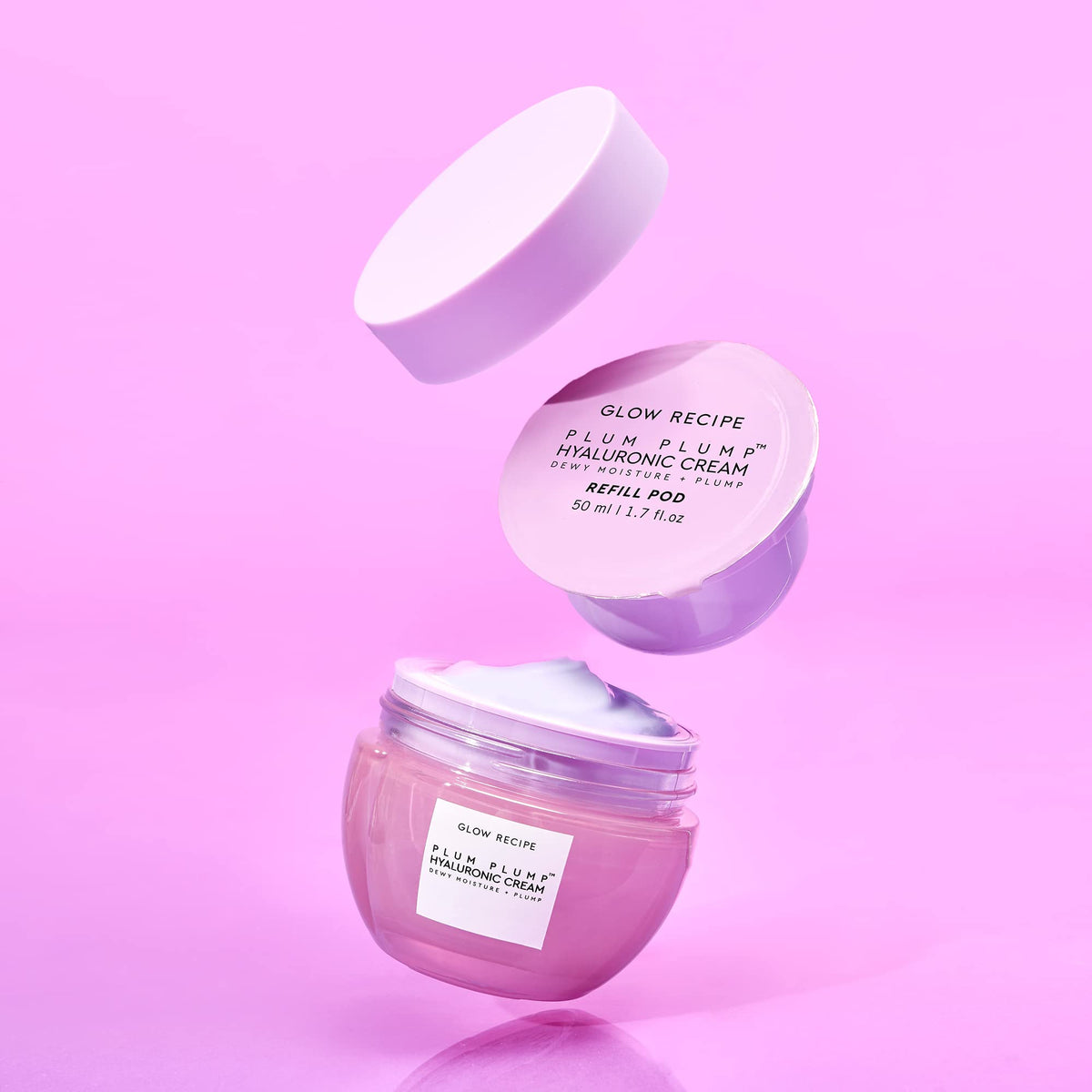 Glow Recipe Plum Plump Cream open pod showing whipped gel texture