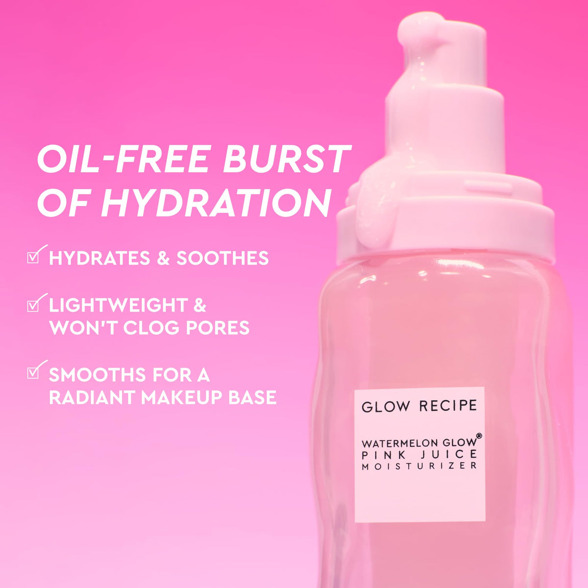 Glow Recipe Korean gel moisturizer packaging and pump bottle details