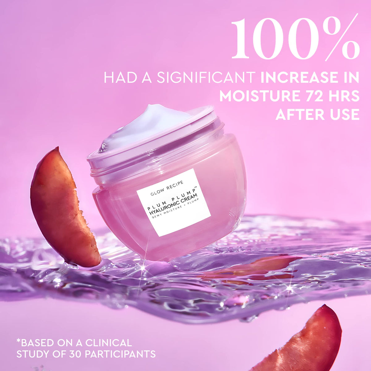 Glow Recipe 50ml Plum Plump Cream container layout on retail background