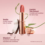 Hydrating matte lipstick bullet close up highlighting the creamy buildable texture