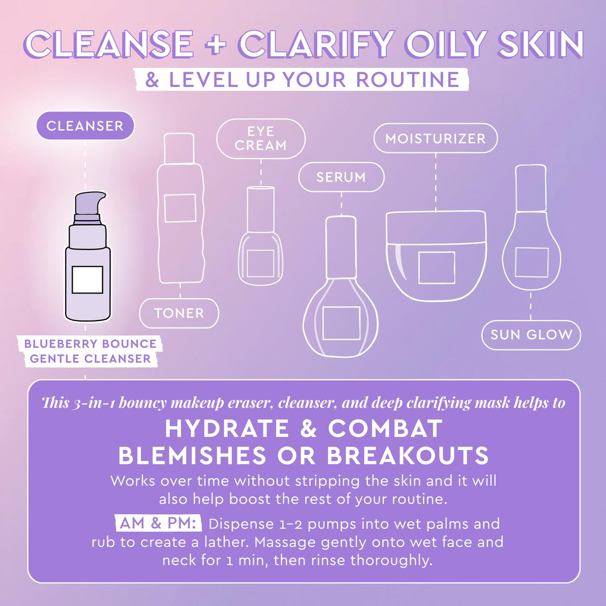 Glow Recipe 30ml mini blueberry cleanser bottle held in hand to showcase travel size proportions