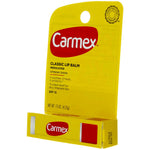 Detailed view of Carmex medicated lip balm stick