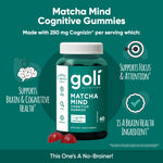 Goli Matcha Mind gummies in a bowl for focus support