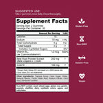 Nutritional facts panel on the back of Goli beetroot extract heart health supplement bottle