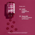 Authentic USA imported Goli Beets Cardio packaging showing vegan and gluten free certifications