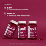 Top view of Goli Beets Cardio bottle with secure cap highlighting the premium imported seal