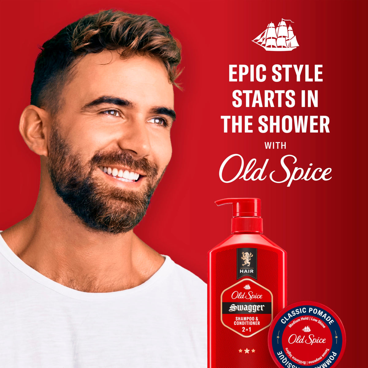 Old Spice hair styling cream pomade for flexible movement and definition