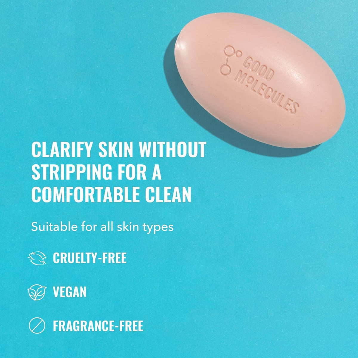 Good Molecules soap free face and body cleansing bar for acne prone skin care routine