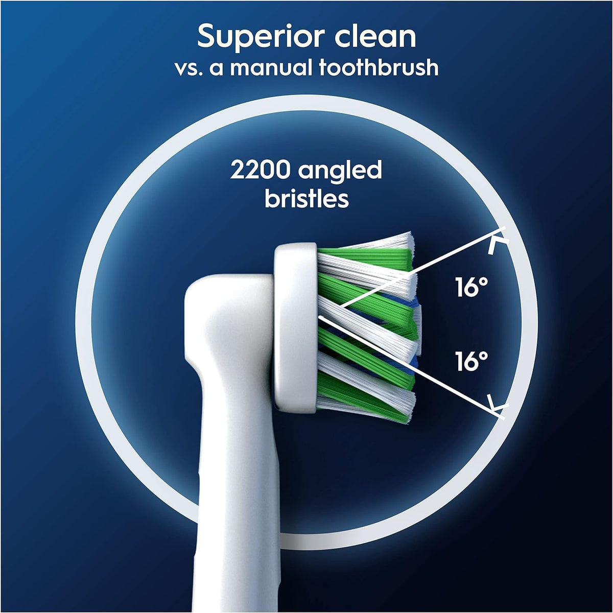 Close up view of premium white Oral-B electric toothbrush replacement heads pack