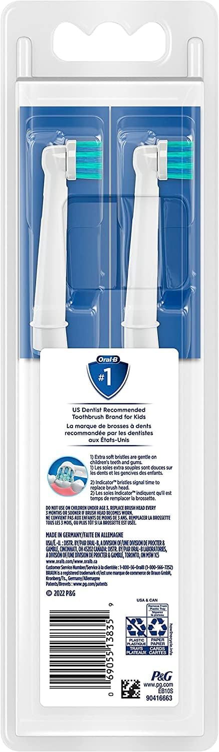 Oral-B Kids sensitive gum care replacement brush heads alignment view