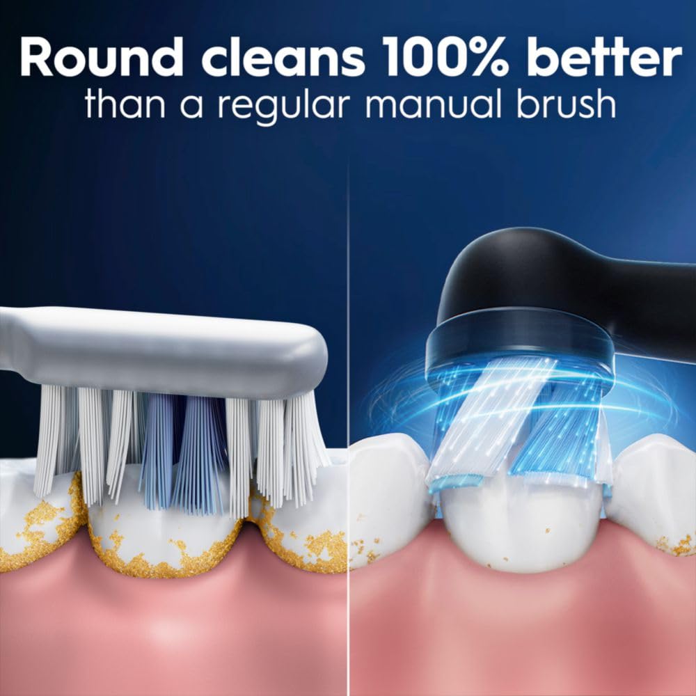Side profile of Oral-B iO replacement pack displaying four Ultimate Clean and one Sensitive head