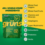 Grüns Super Greens plant-based gummy bears in strawberry sweet green flavor