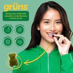 Nutrition facts label of Grüns daily multivitamin with spirulina and chlorella