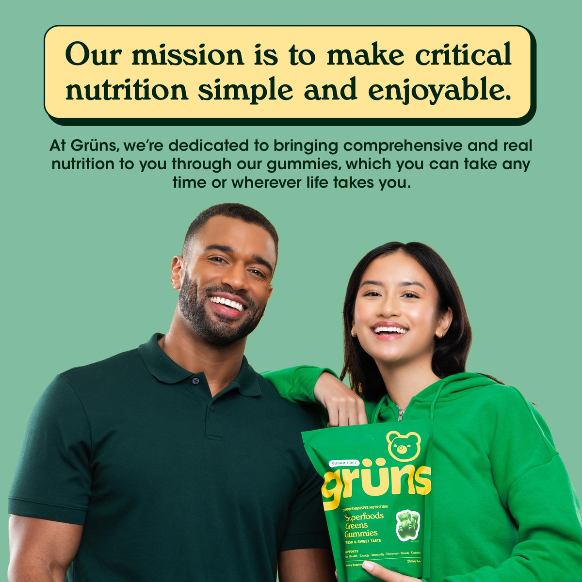 Grüns organic whole food ingredients and prebiotic fiber gummy bears