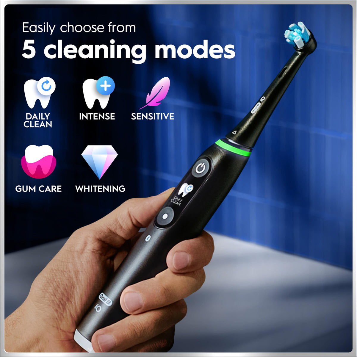 Dentist inspired round replacement heads for the advanced magnetic iO toothbrush.
