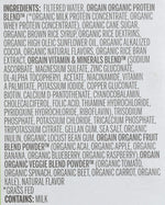 Back Label Nutritional Facts Orgain Organic Chocolate Fudge Drink