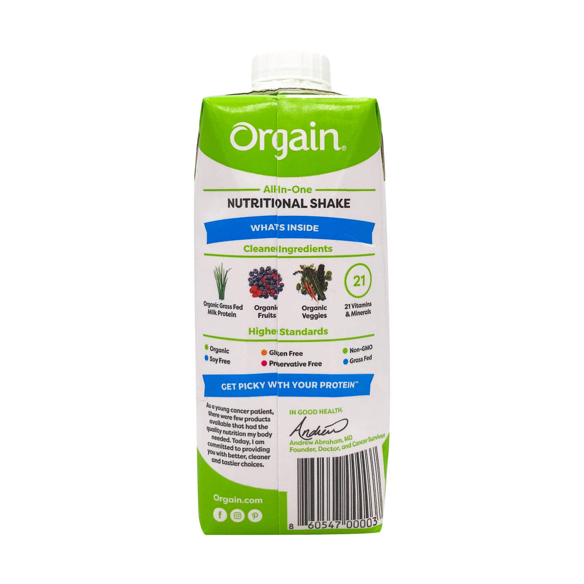 Ingredients List Orgain Grass Fed Protein Shake Creamy Chocolate