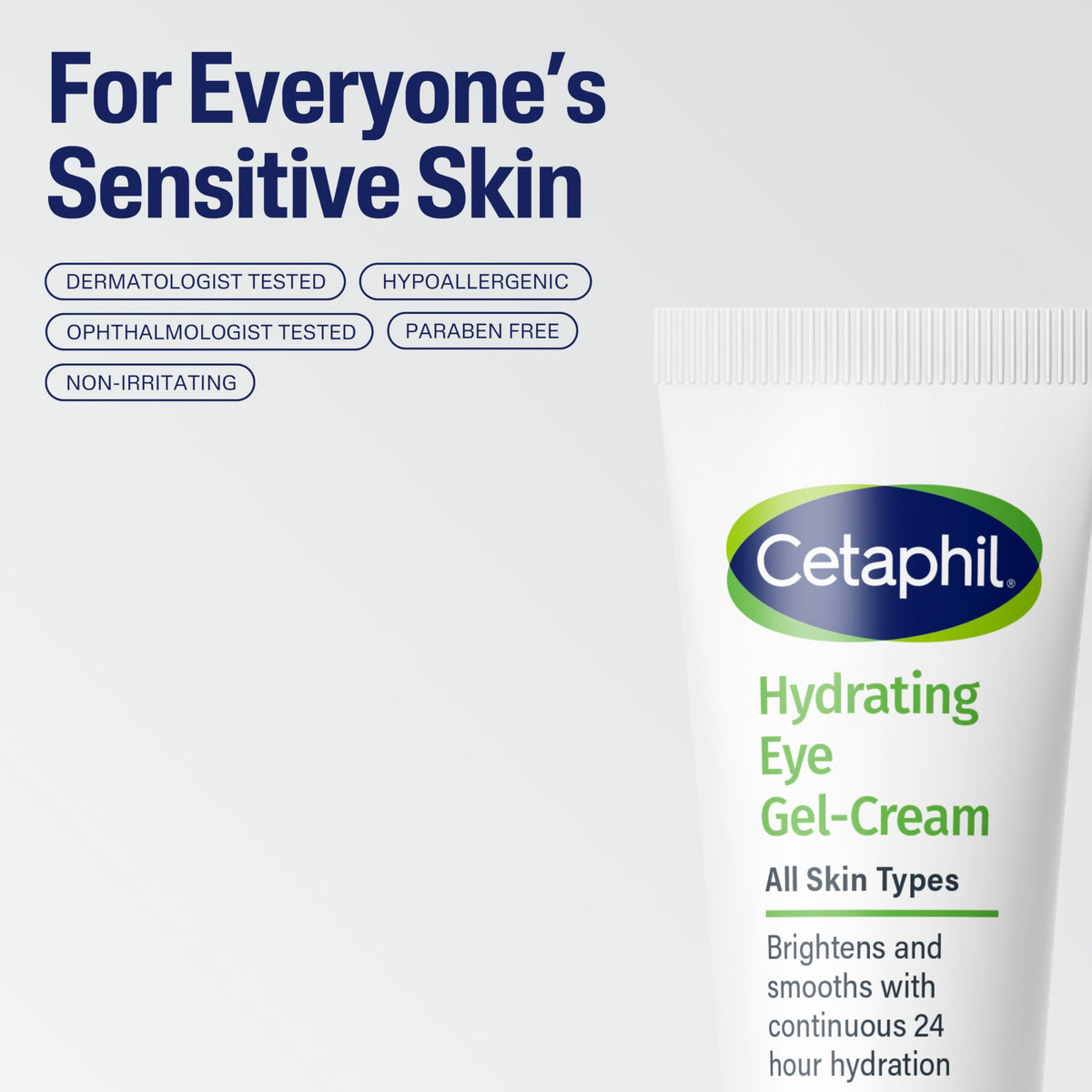 Hypoallergenic and fragrance-free eye cream suitable for sensitive skin types.