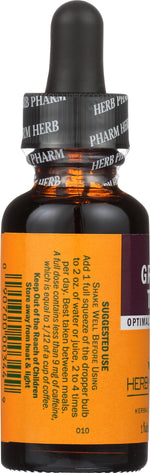 Detailed ingredient label on Herb Pharm green tea bottle