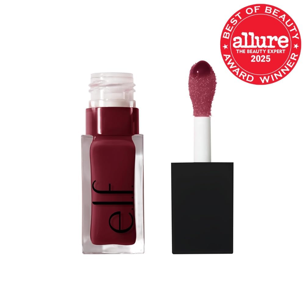 E.l.f. Cosmetics tinted lip gloss container showing the deep berry color inside.