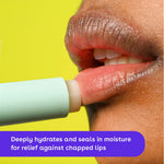 Close up of Eos Blackberry Bellini lip balm stick