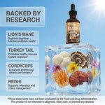 Clean Nutra 10-in-1 mushroom drops daily serving size dropper detail
