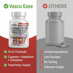 Angled view of Evorina Vascu Ease bottle showing manufacturing details and clean label certification