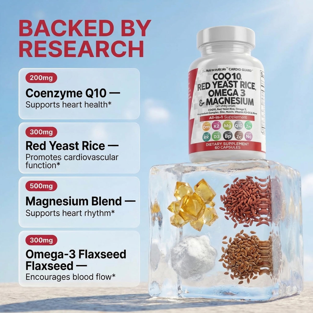 Authentic Clean Nutraceuticals imported heart health support capsules from USA