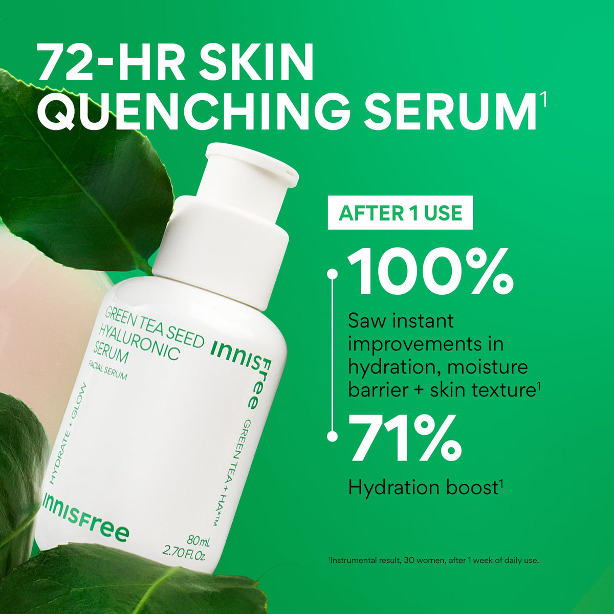 Innisfree Green Tea Seed Hyaluronic Acid formula pouch for deep facial hydration