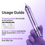 Numbuzin precision syringe eye treatment demonstrating application on under eye area
