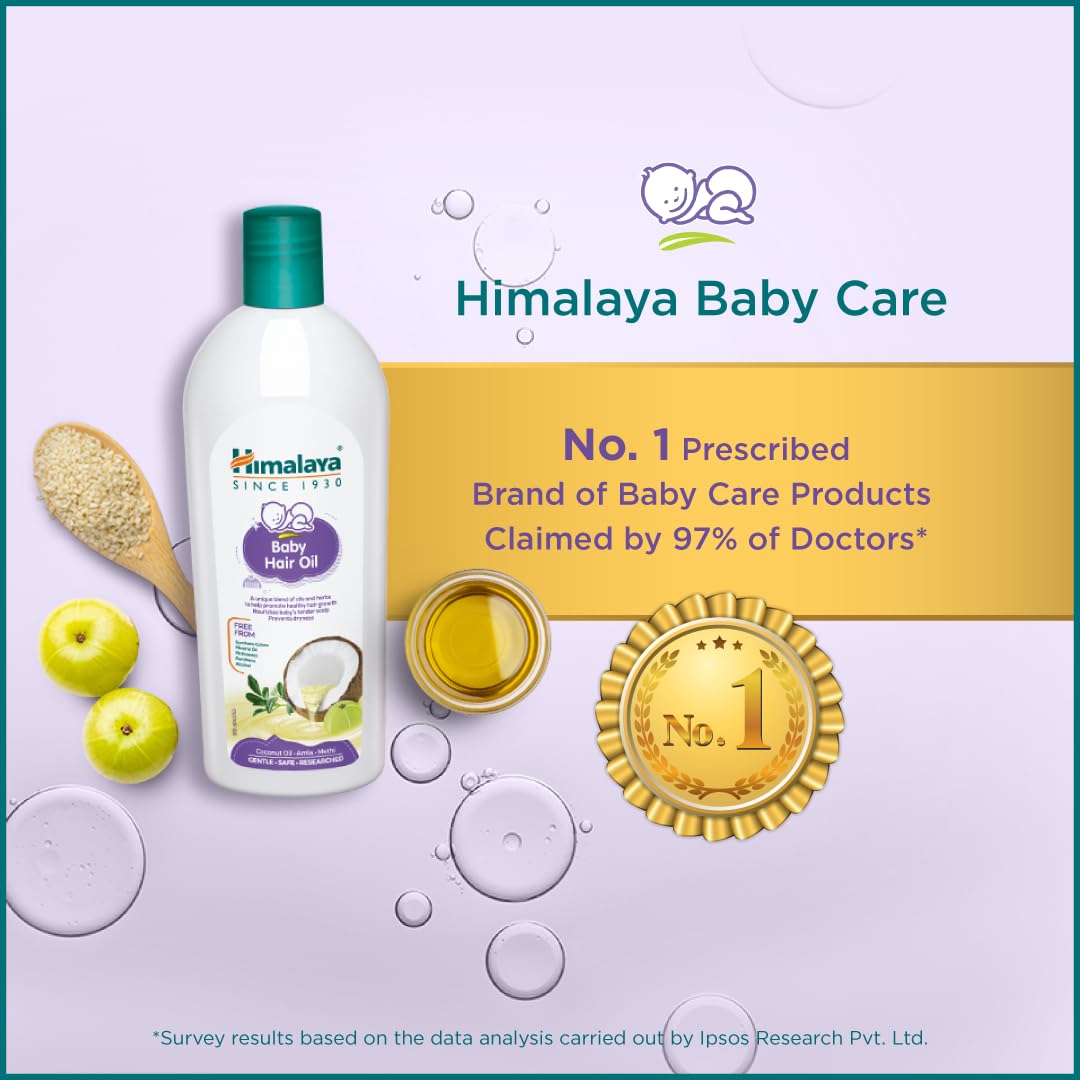 Close up of Himalaya Baby Hair Oil texture on hand