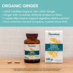 Himalaya USA imported ginger root extract 60 caplets nutritional facts panel and ingredients list.