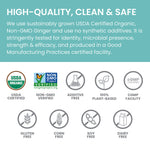 Himalaya organic ginger root plant based caplets for occasional bloating and upset stomach.