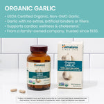 Back view of USA imported Himalaya Organic Garlic herbal capsules package instructions