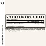 Codeage L-Selenomethionine 180 capsules supplement bottle side view showing clean label facts