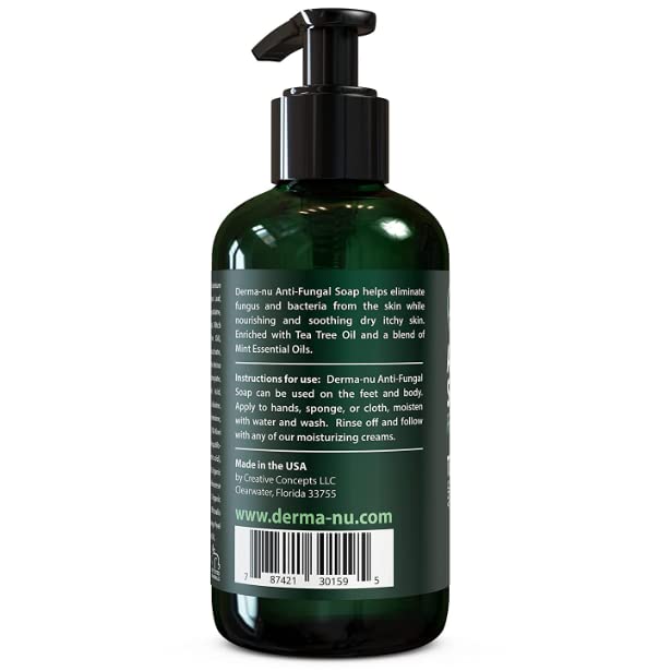 Two bottles of Derma-Nu jock itch and back acne therapeutic cleanser standing upright