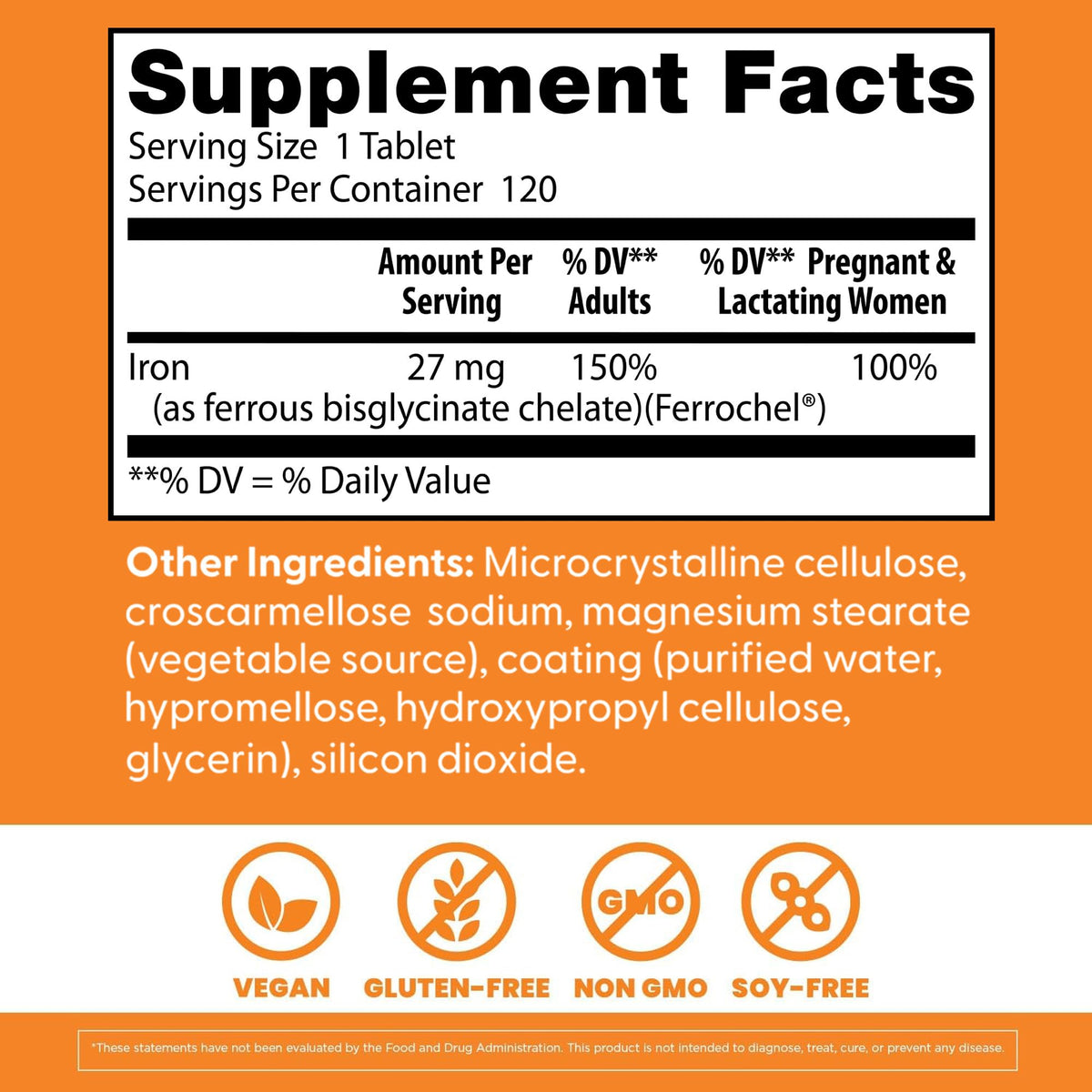 Side angle of Doctor's Best chelated iron bottle emphasizing immune health benefits.