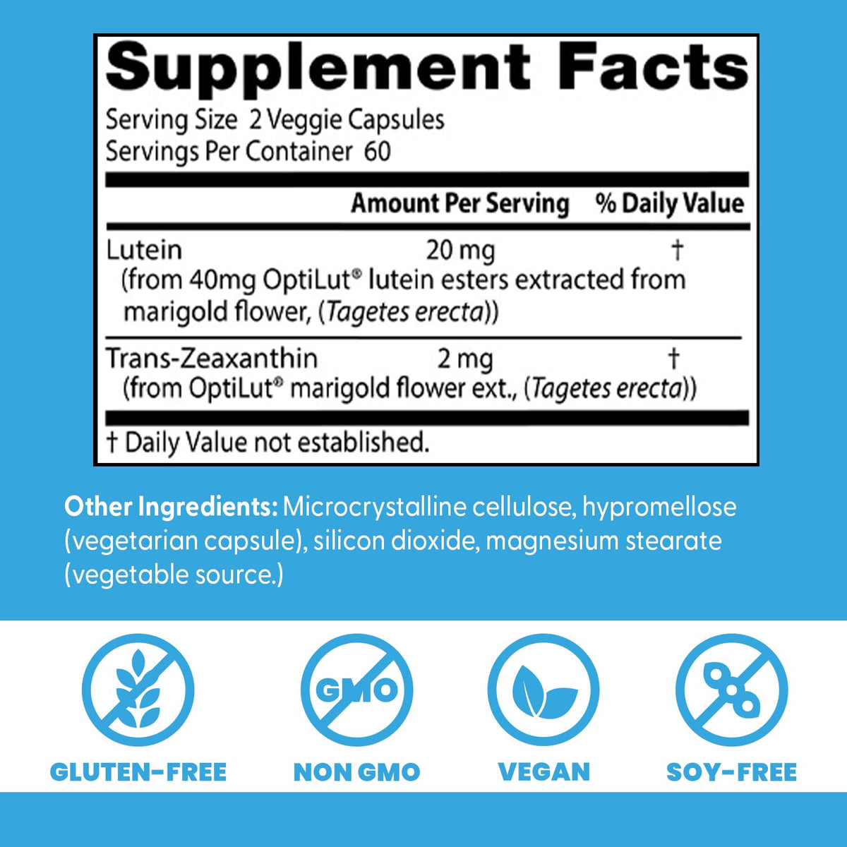Doctor's Best Lutein supplement bottle with ingredient details