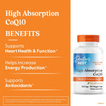 Doctor's Best Coenzyme Q10 with BioPerine supplement facts and ingredient label close up