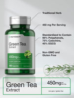 Horbäach Green Tea Extract 180 capsules bottle side view